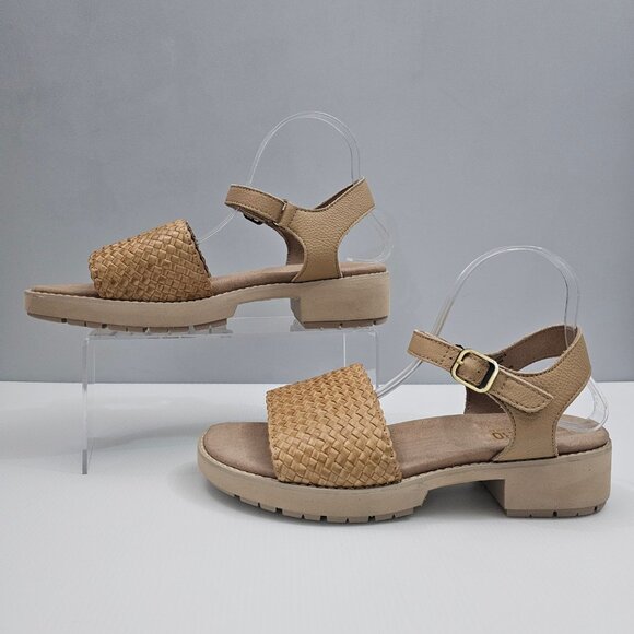 NEW Munro Conner Sandal Womens 10 WIDE Tan Leather Woven Platform Comfort Summer - Picture 2 of 14